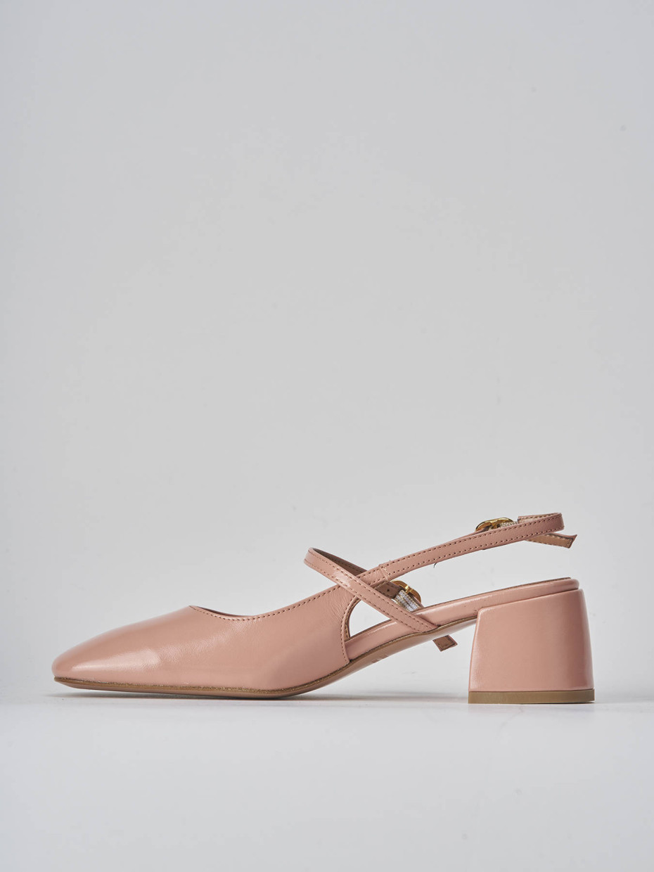 Décolleté e slingback tacco 5cm vernice rosa