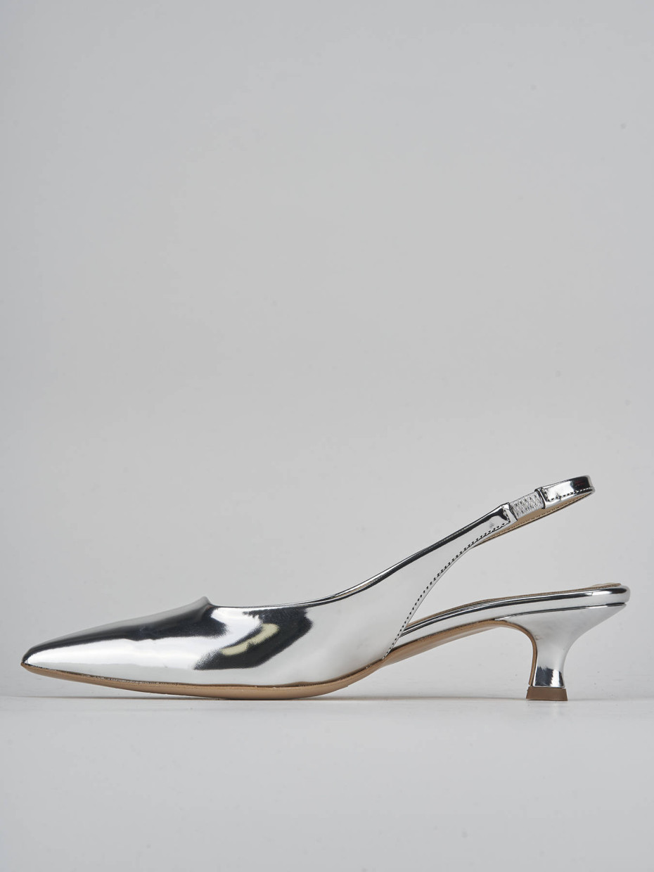 Décolleté e slingback tacco 3cm pelle argento