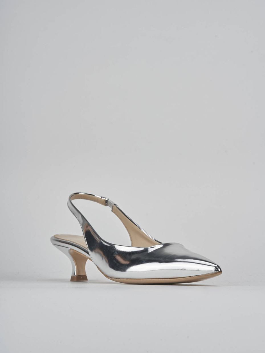 Décolleté e slingback tacco 3cm pelle argento