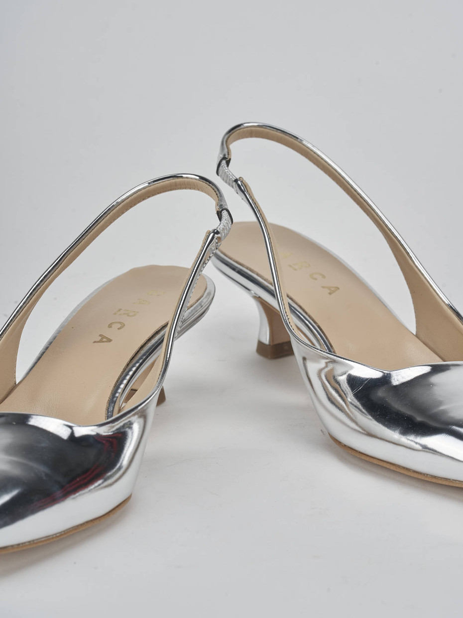 Décolleté e slingback tacco 3cm pelle argento