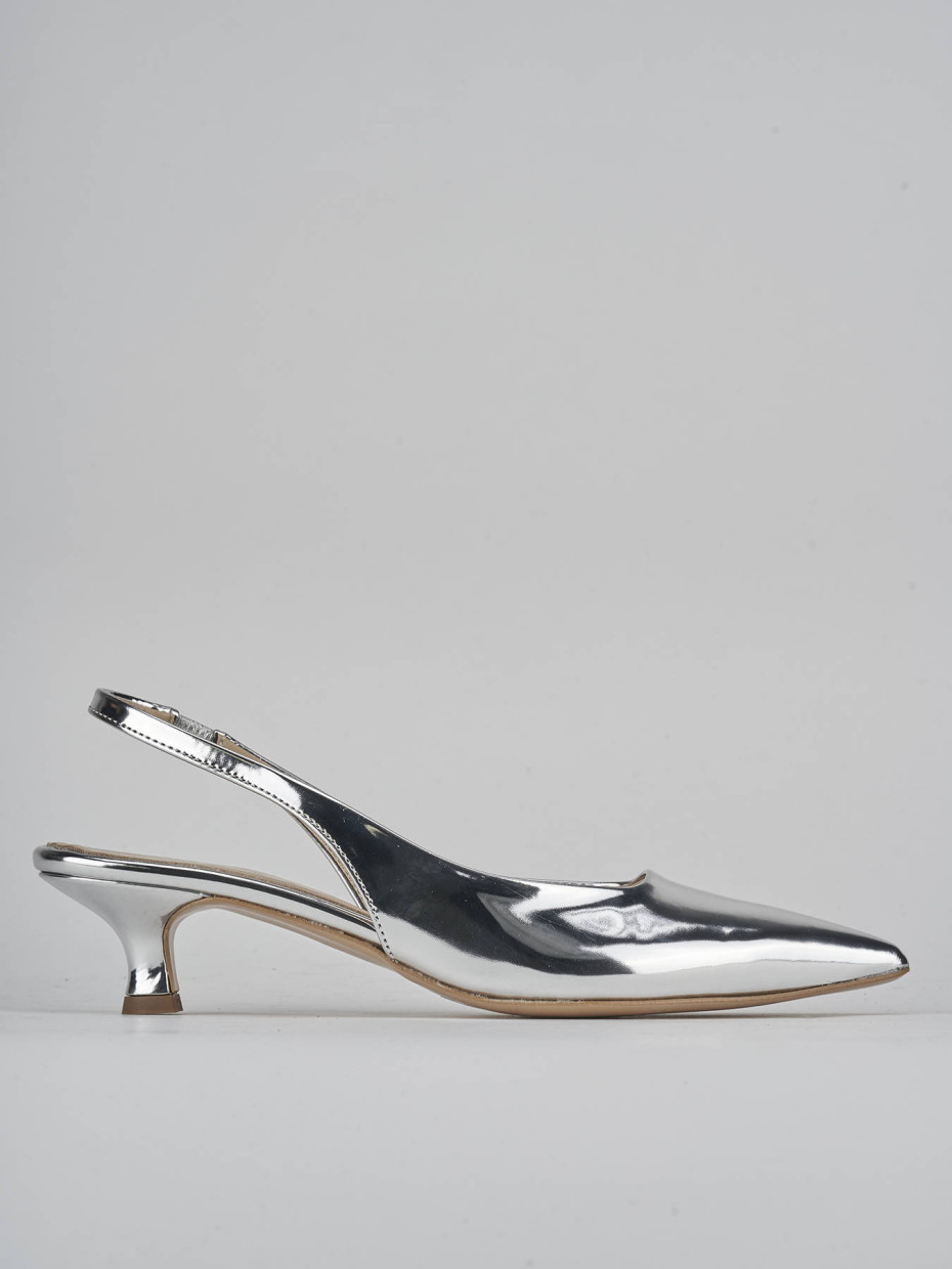 Décolleté e slingback tacco 3cm pelle argento