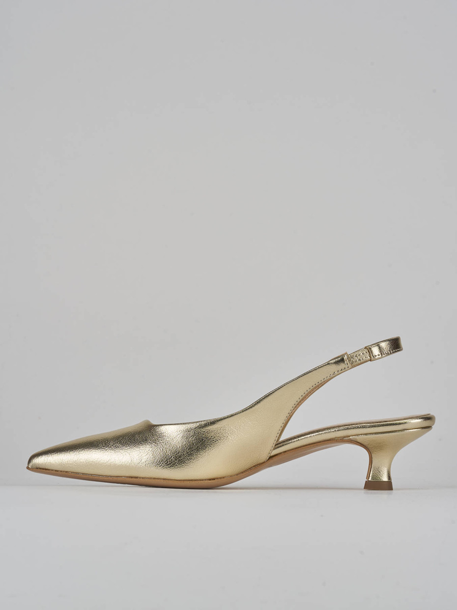 Décolleté e slingback tacco 4cm pelle oro