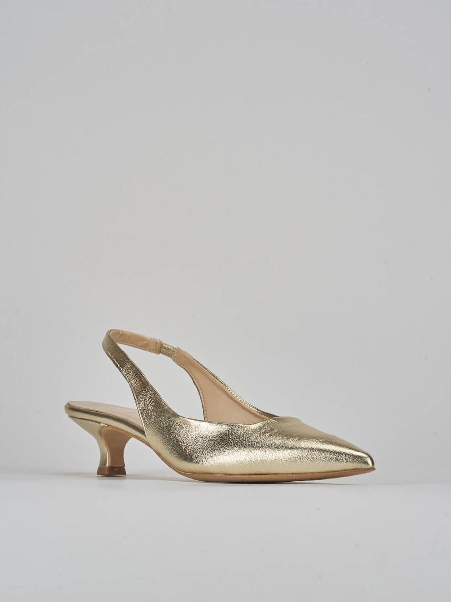 Décolleté e slingback tacco 4cm pelle oro