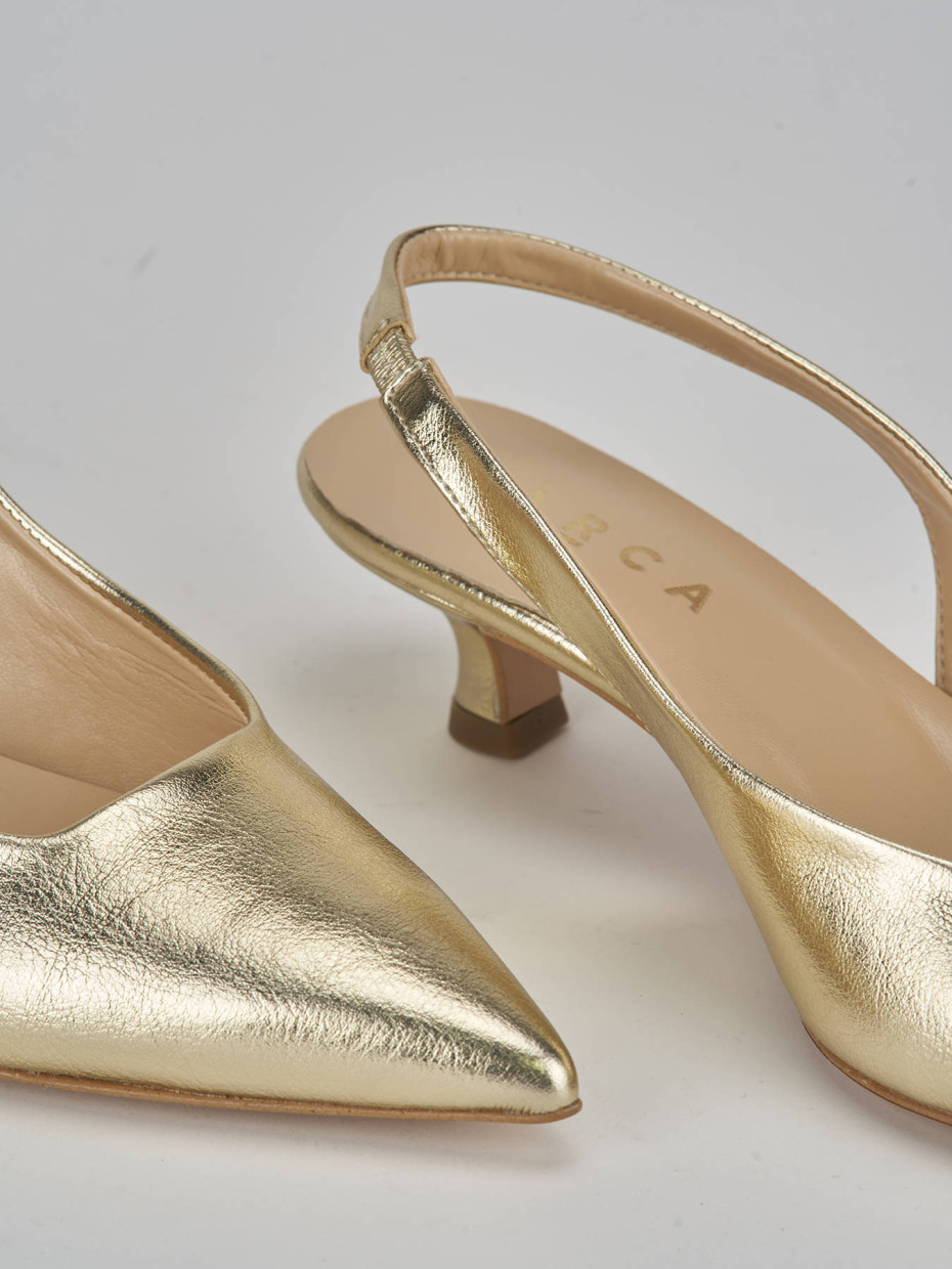 Décolleté e slingback tacco 4cm pelle oro