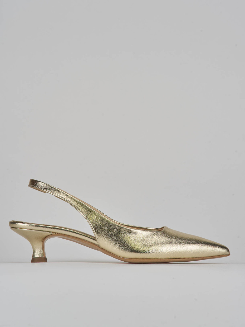 Décolleté e slingback tacco 4cm pelle oro