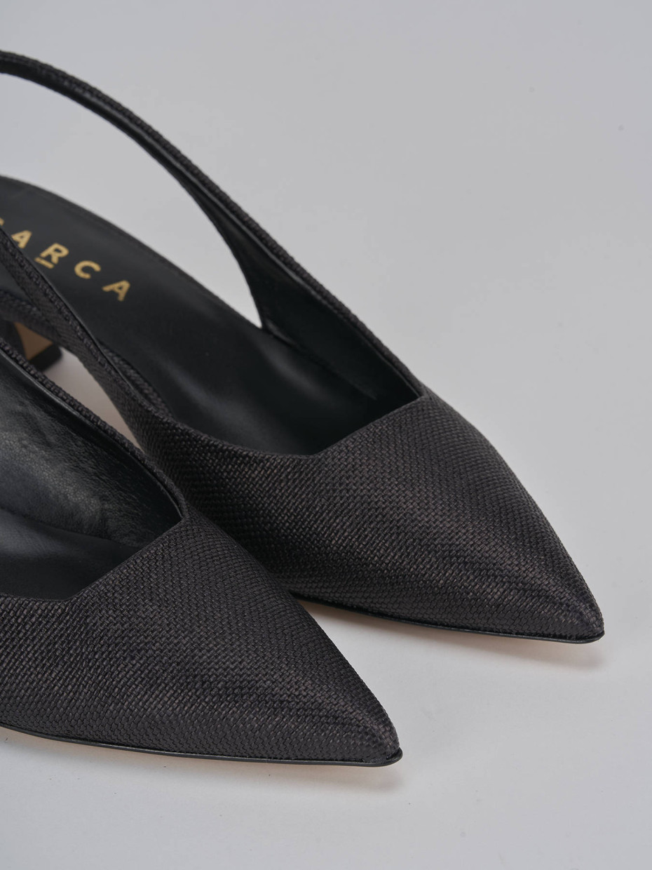 Décolleté e slingback tacco 4cm pelle nero