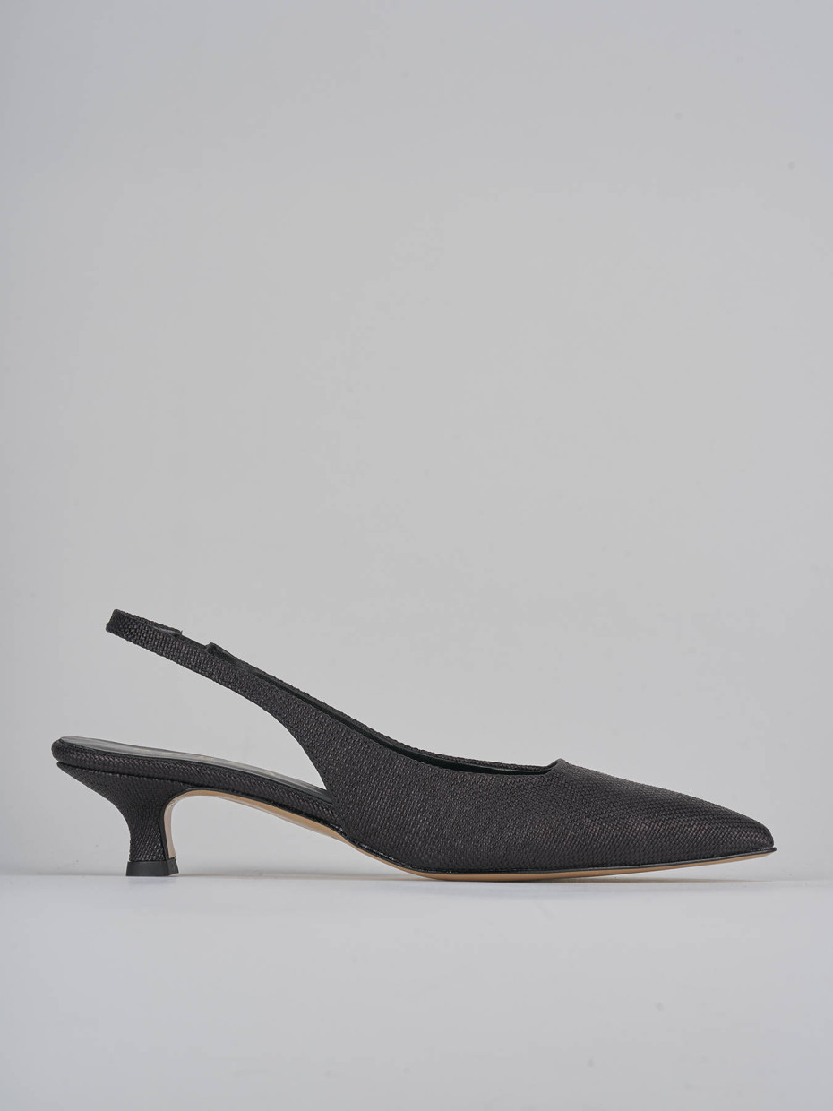 Décolleté e slingback tacco 4cm pelle nero