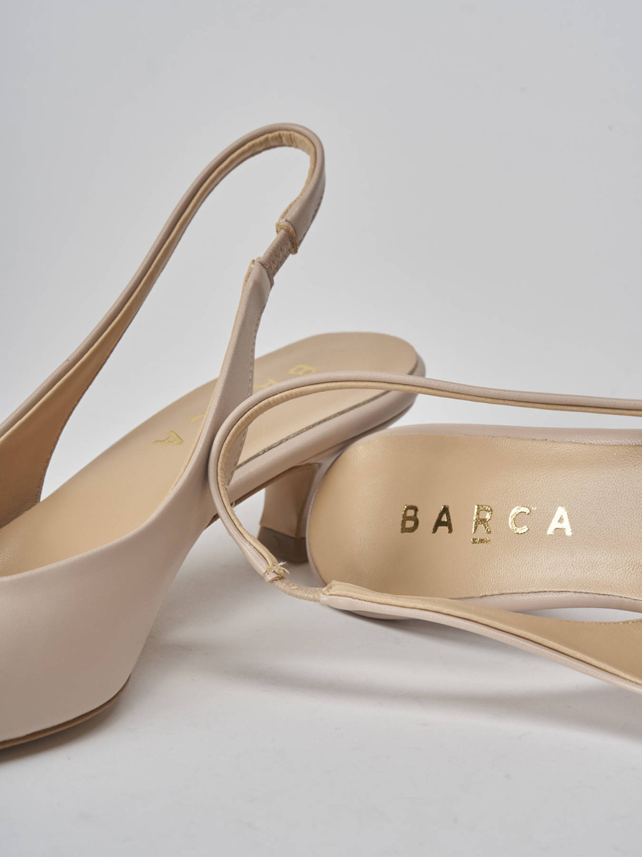 Décolleté e slingback tacco 3cm pelle beige