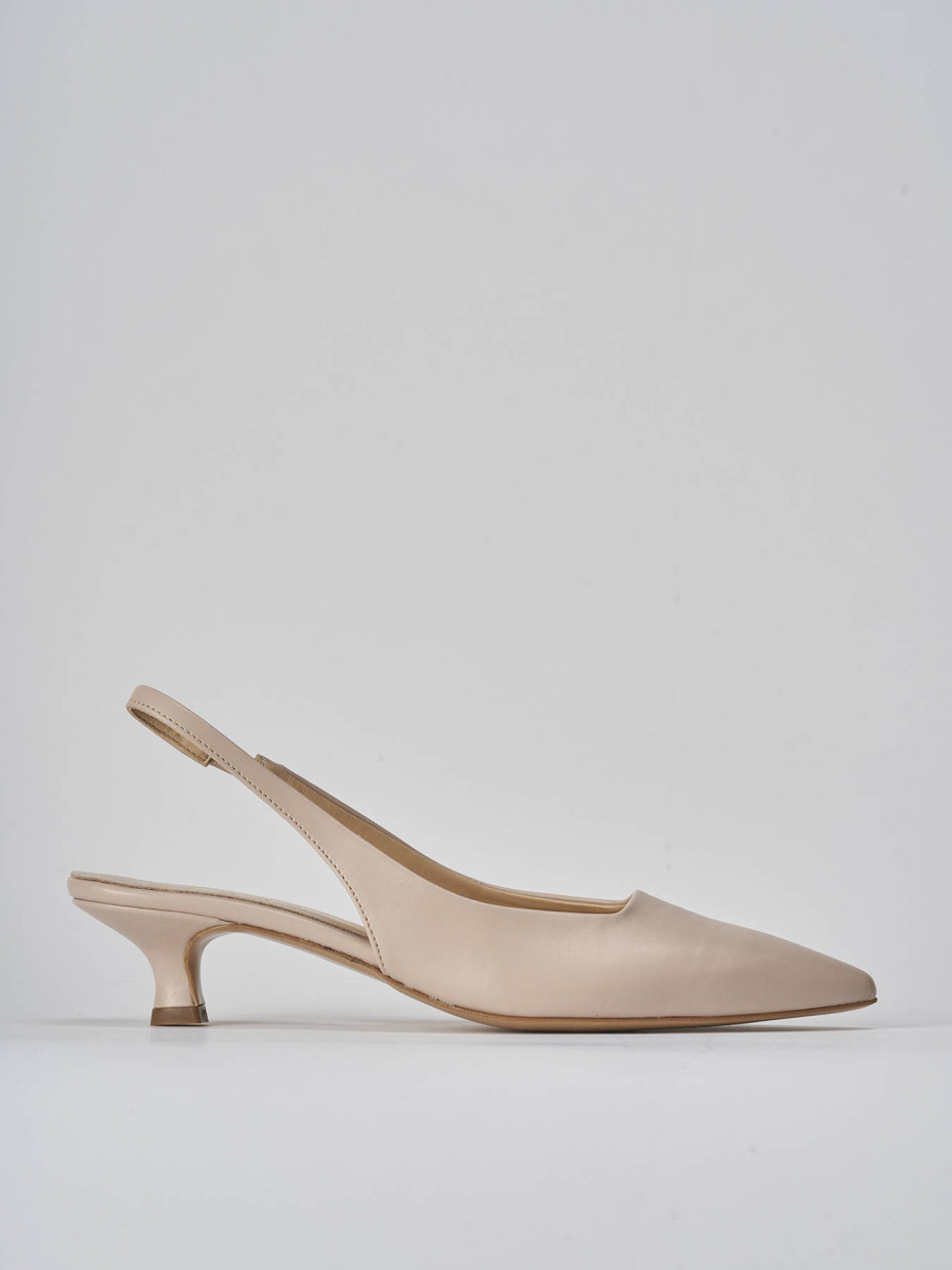 Décolleté e slingback tacco 3cm pelle beige