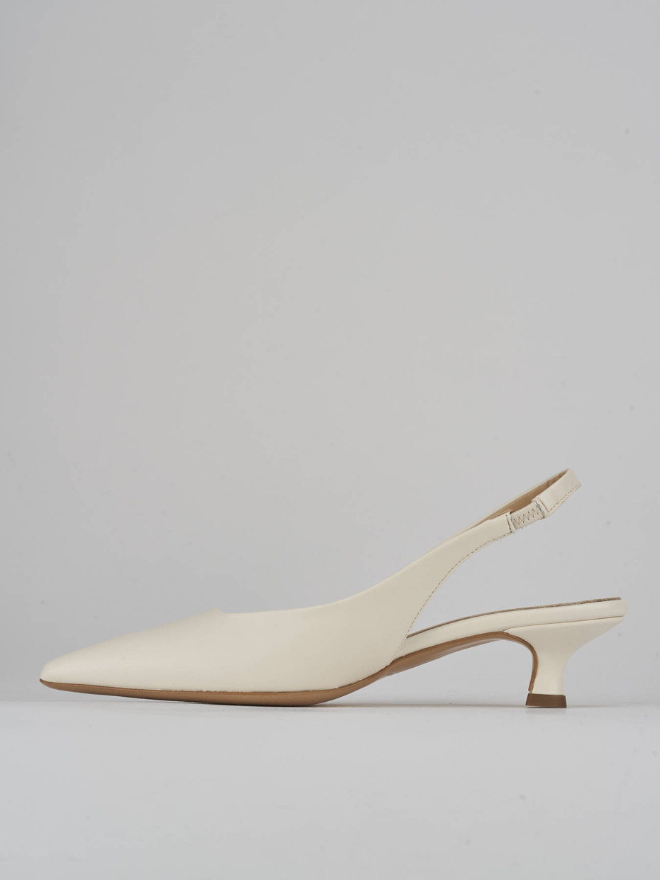 Décolleté e slingback tacco 3cm pelle bianco