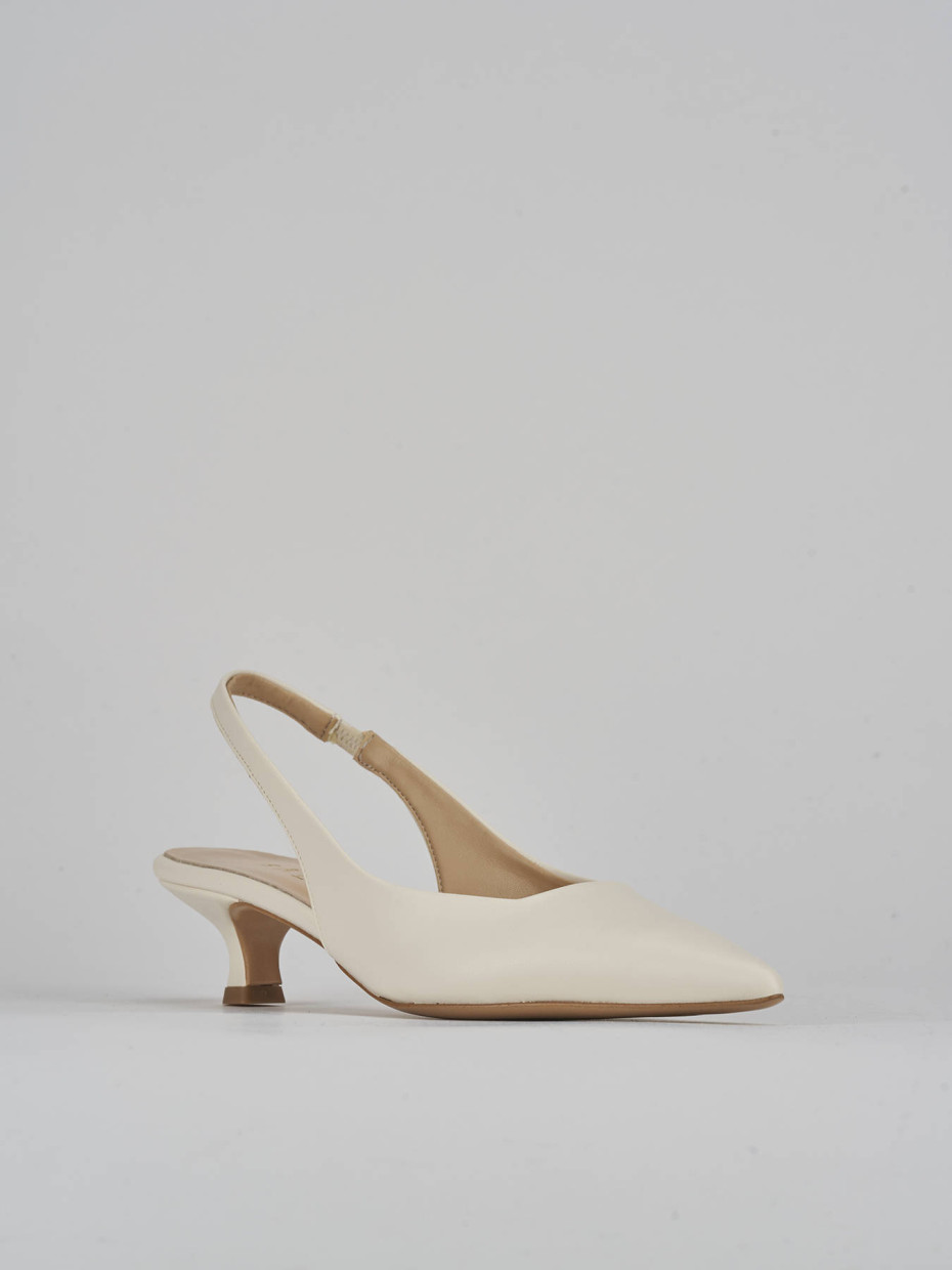 Décolleté e slingback tacco 3cm pelle bianco