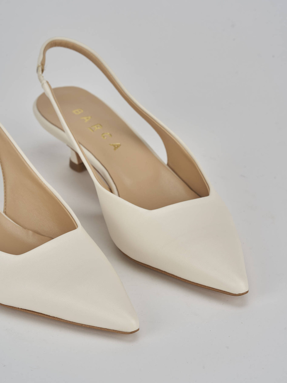 Décolleté e slingback tacco 3cm pelle bianco