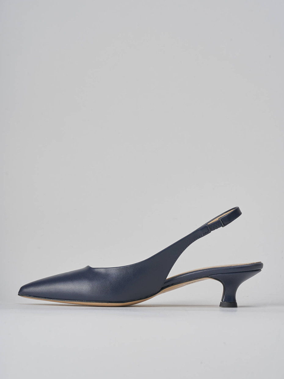 Décolleté e slingback tacco 3cm pelle blu