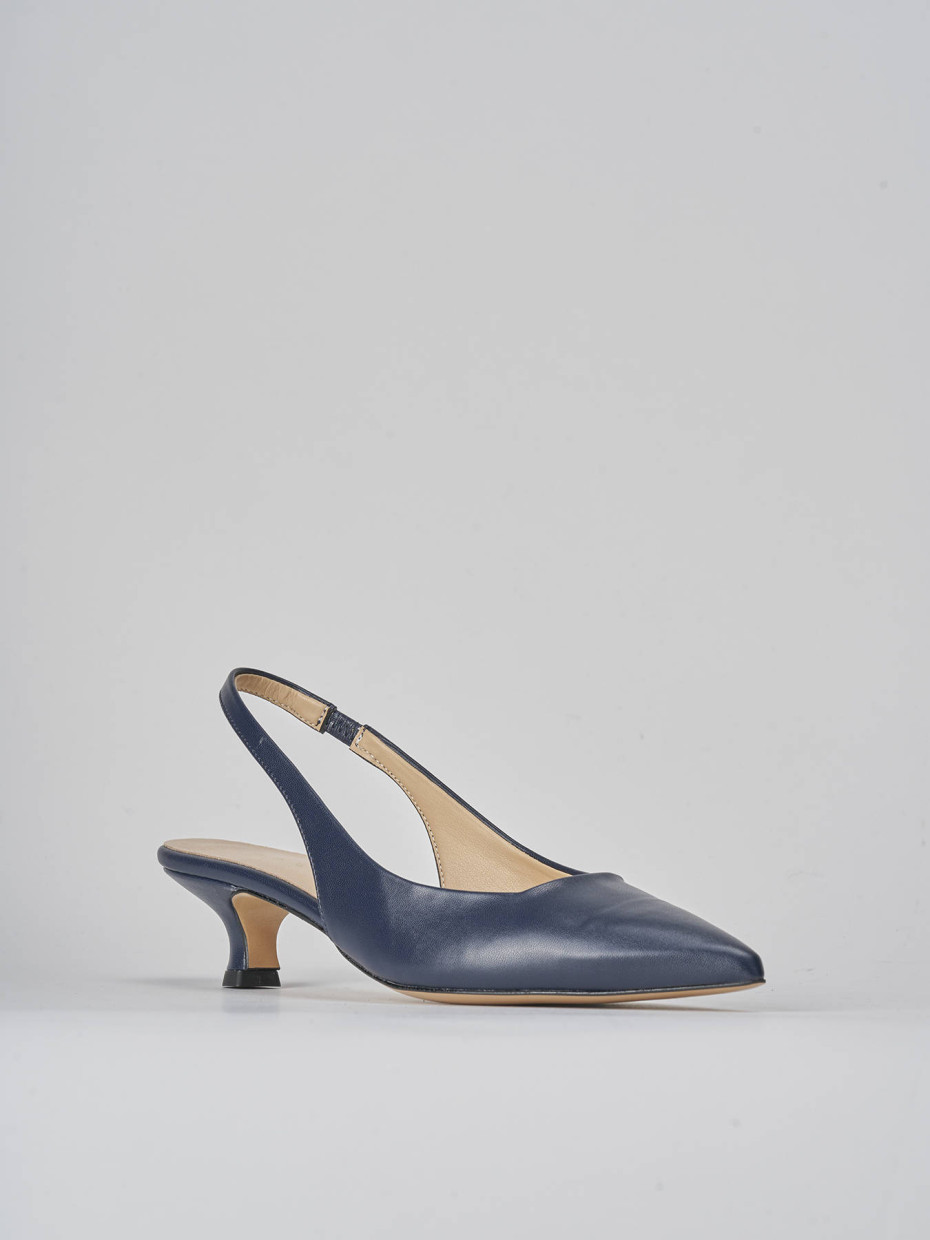 Décolleté e slingback tacco 3cm pelle blu