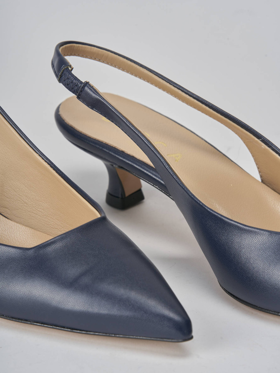 Décolleté e slingback tacco 3cm pelle blu