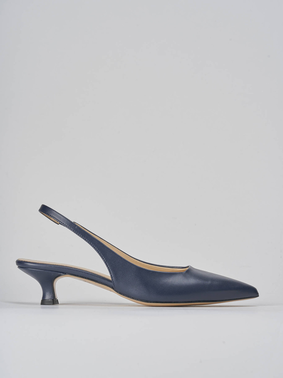 Décolleté e slingback tacco 3cm pelle blu