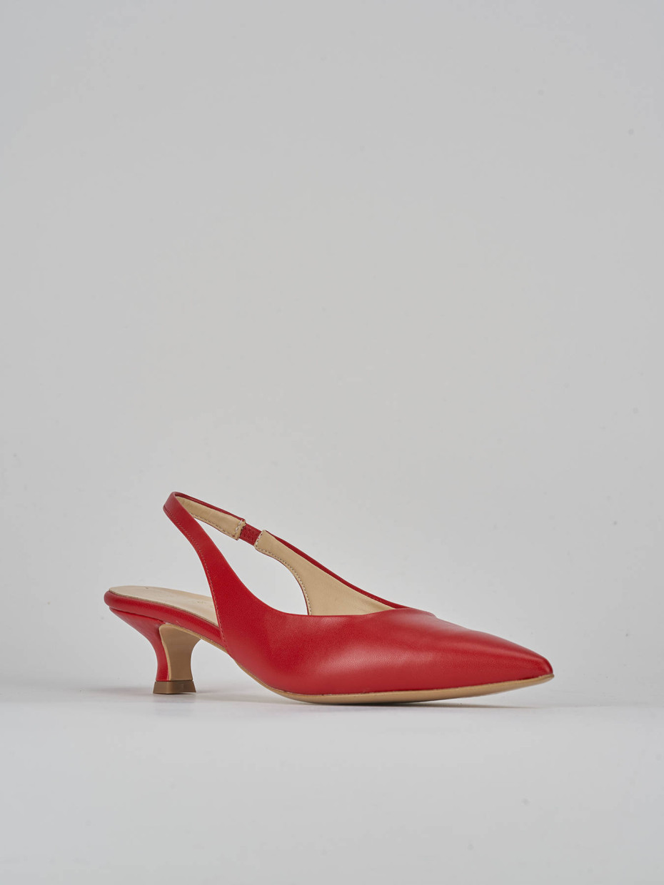 Décolleté e slingback tacco 3cm pelle rosso