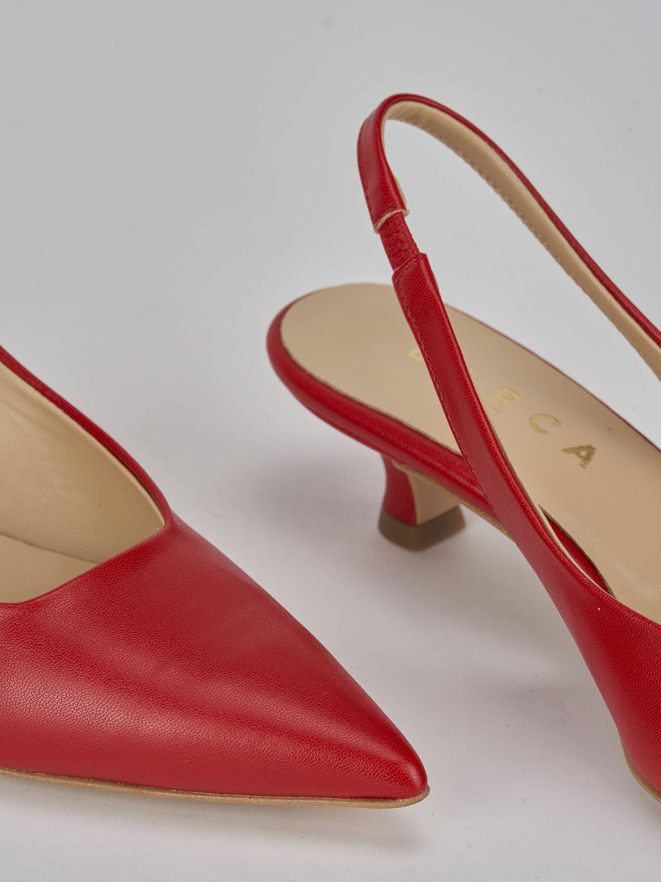 Décolleté e slingback tacco 3cm pelle rosso