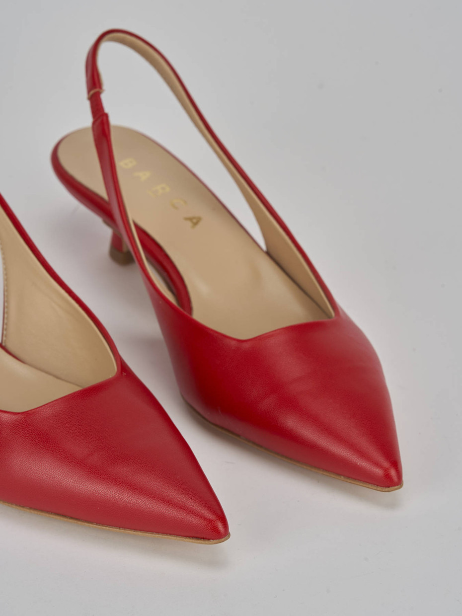 Decollete e slingback tacco 3cm pelle rosso Barca Stores
