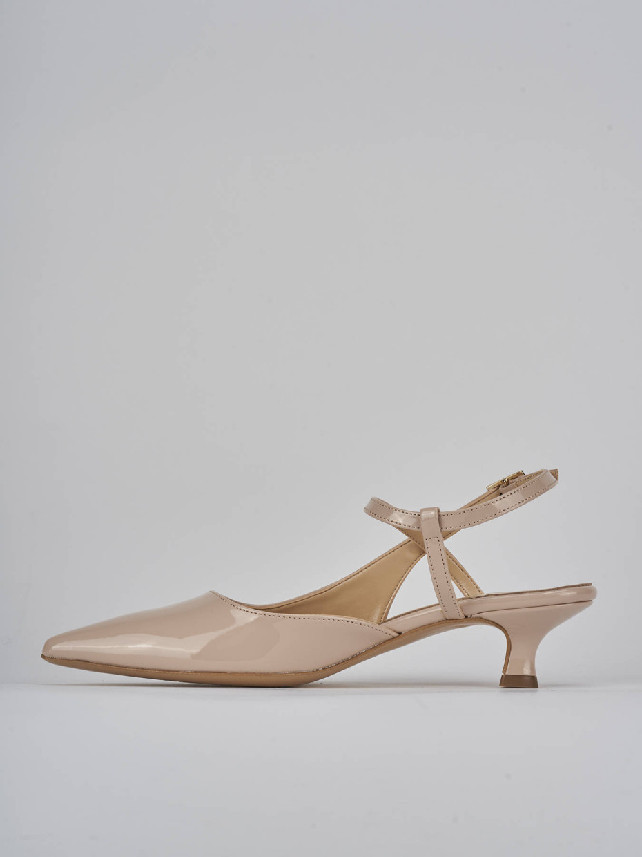 Décolleté e slingback tacco 4cm vernice beige