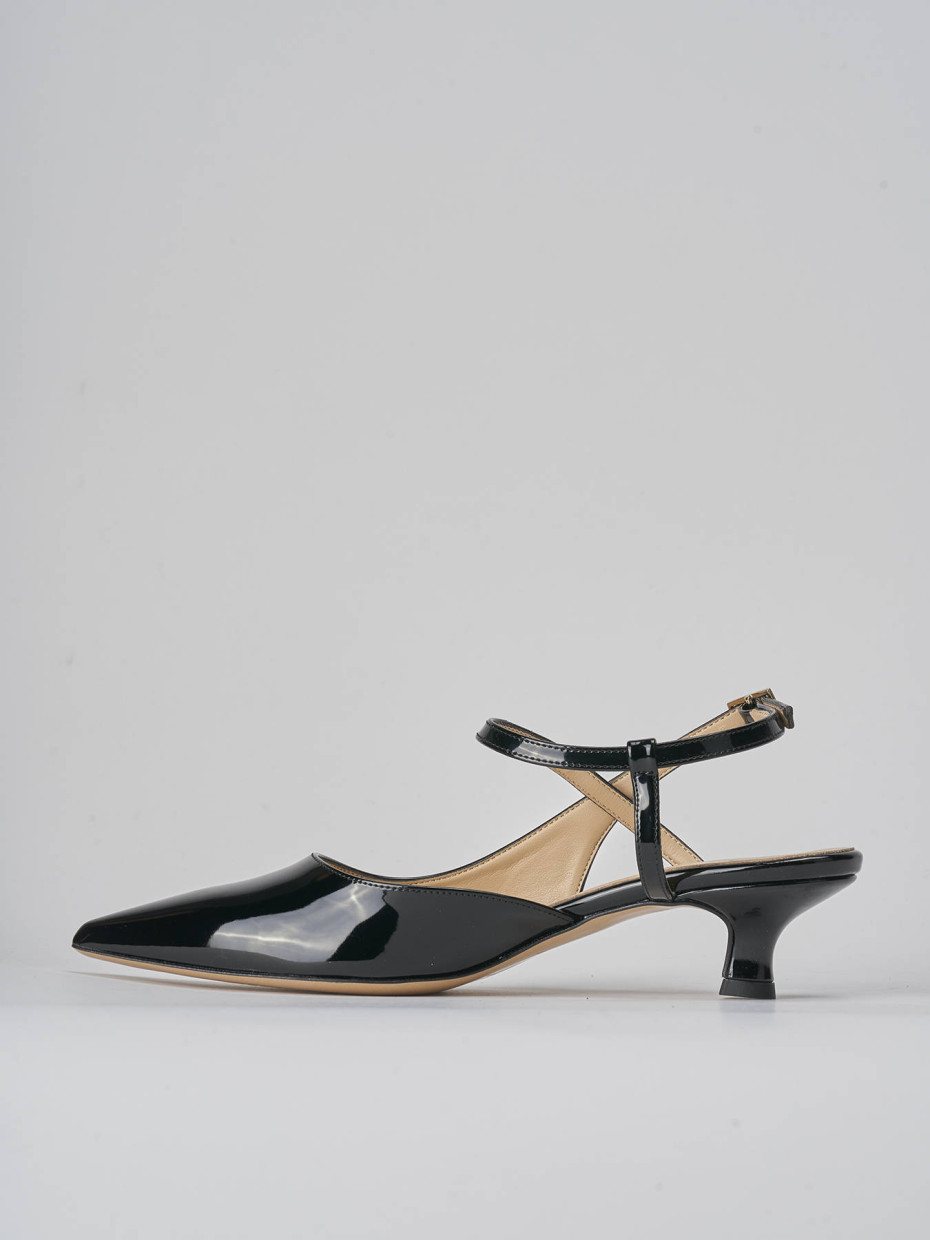 Décolleté e slingback tacco 4cm vernice nero