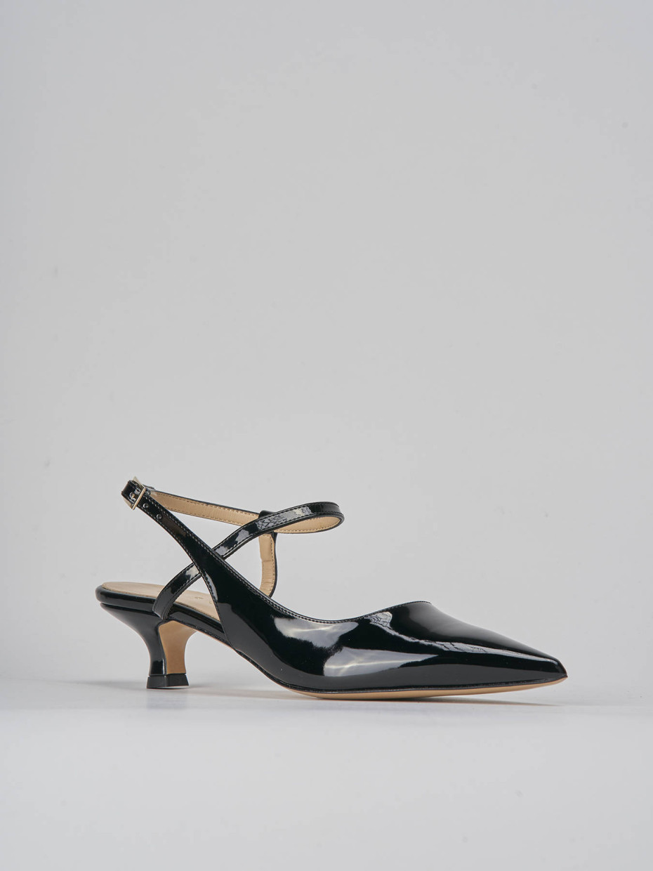 Décolleté e slingback tacco 4cm vernice nero