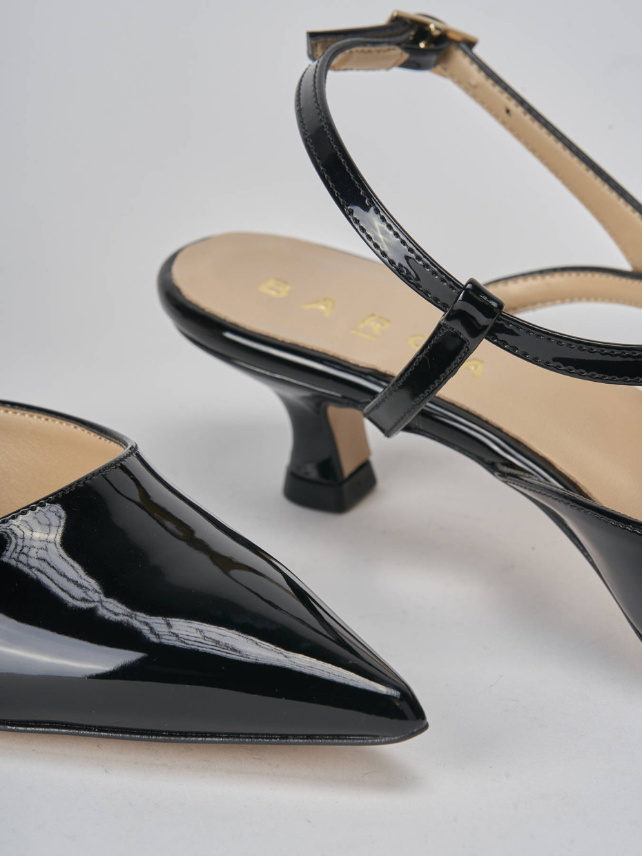 Décolleté e slingback tacco 4cm vernice nero