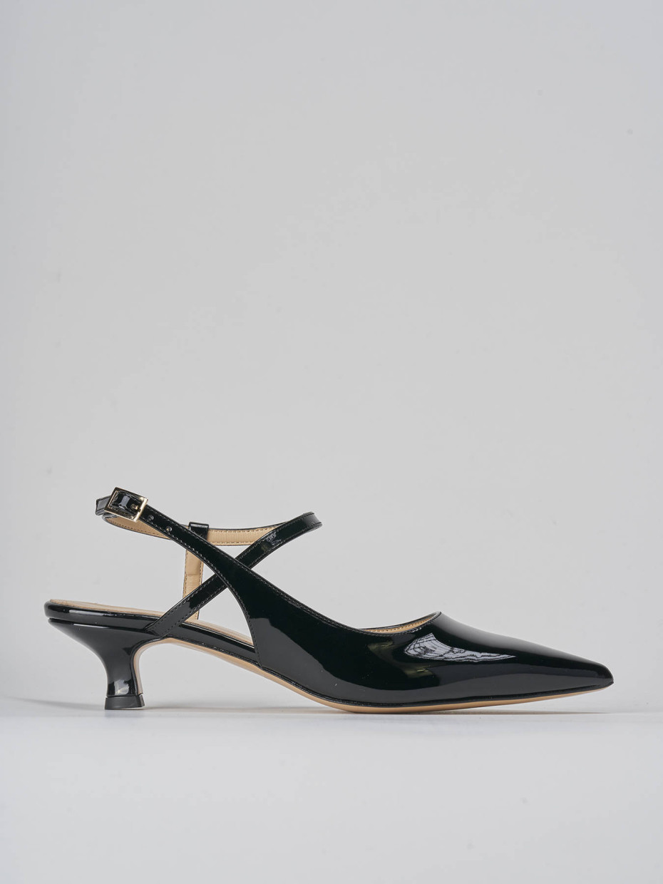 Décolleté e slingback tacco 4cm vernice nero