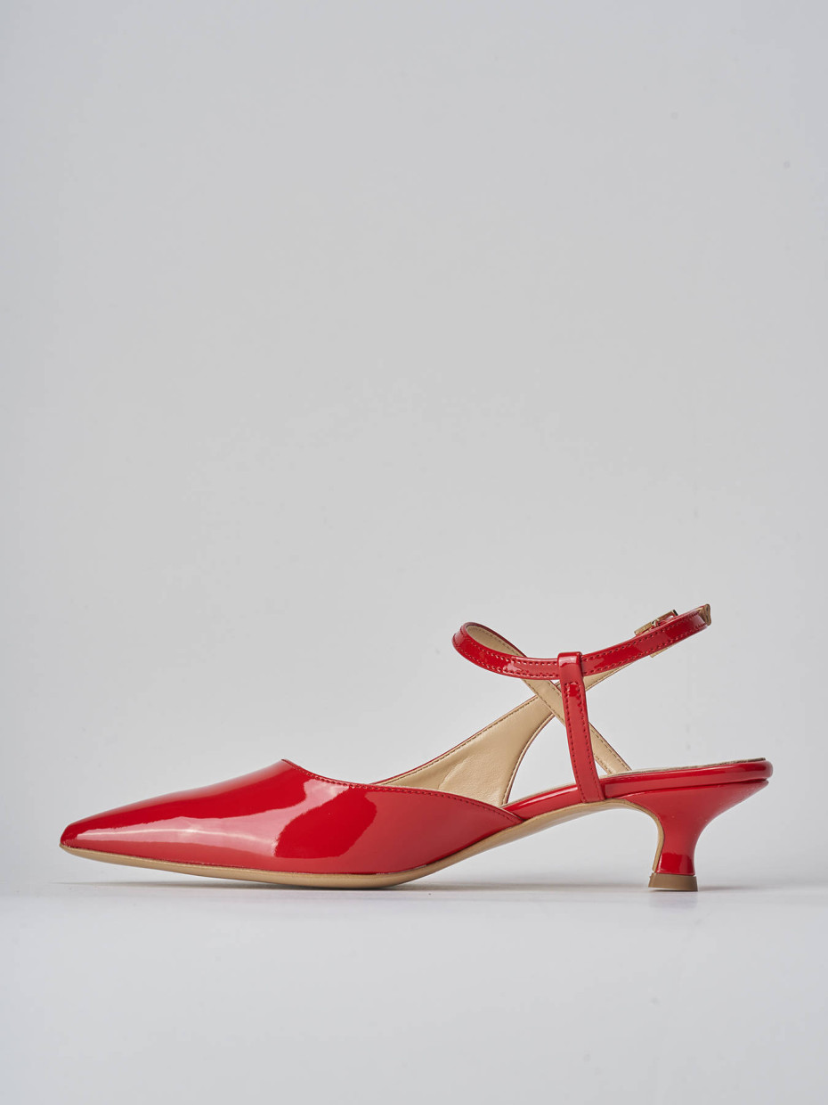 Décolleté e slingback tacco 4cm vernice rosso