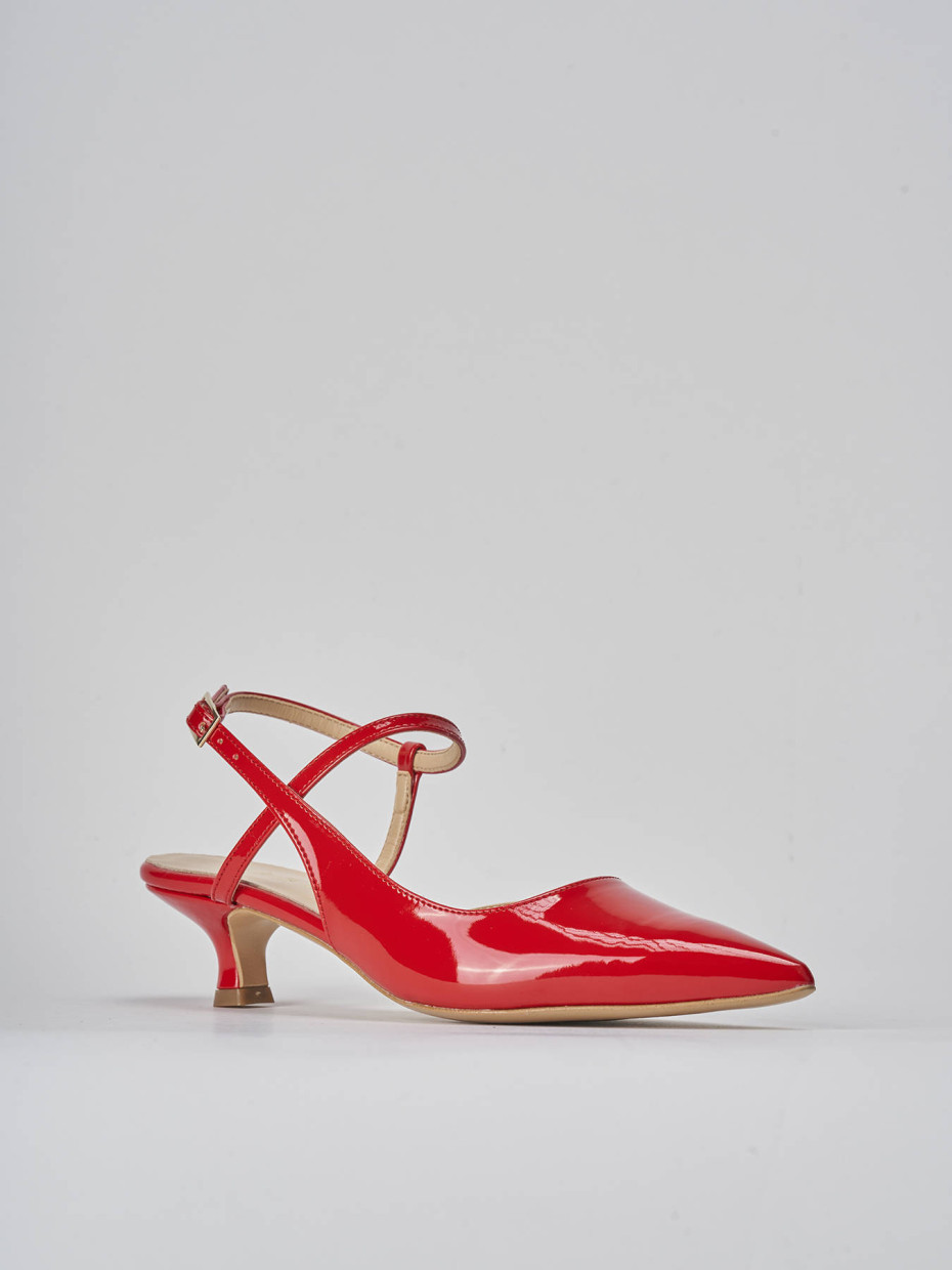 Décolleté e slingback tacco 4cm vernice rosso