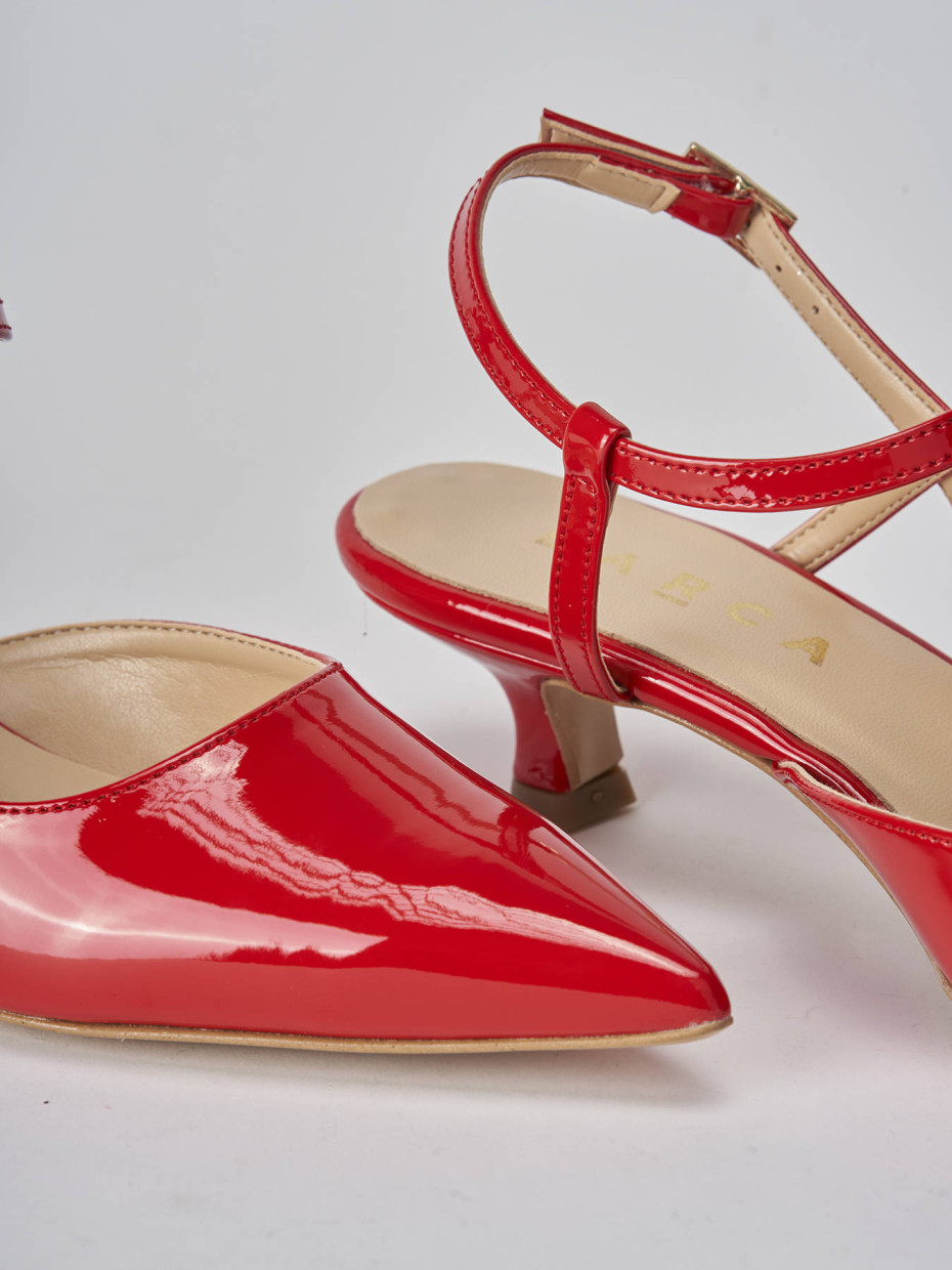 Décolleté e slingback tacco 4cm vernice rosso