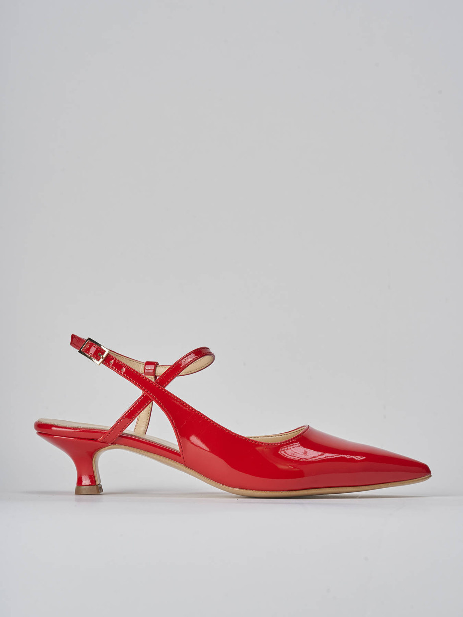 Décolleté e slingback tacco 4cm vernice rosso