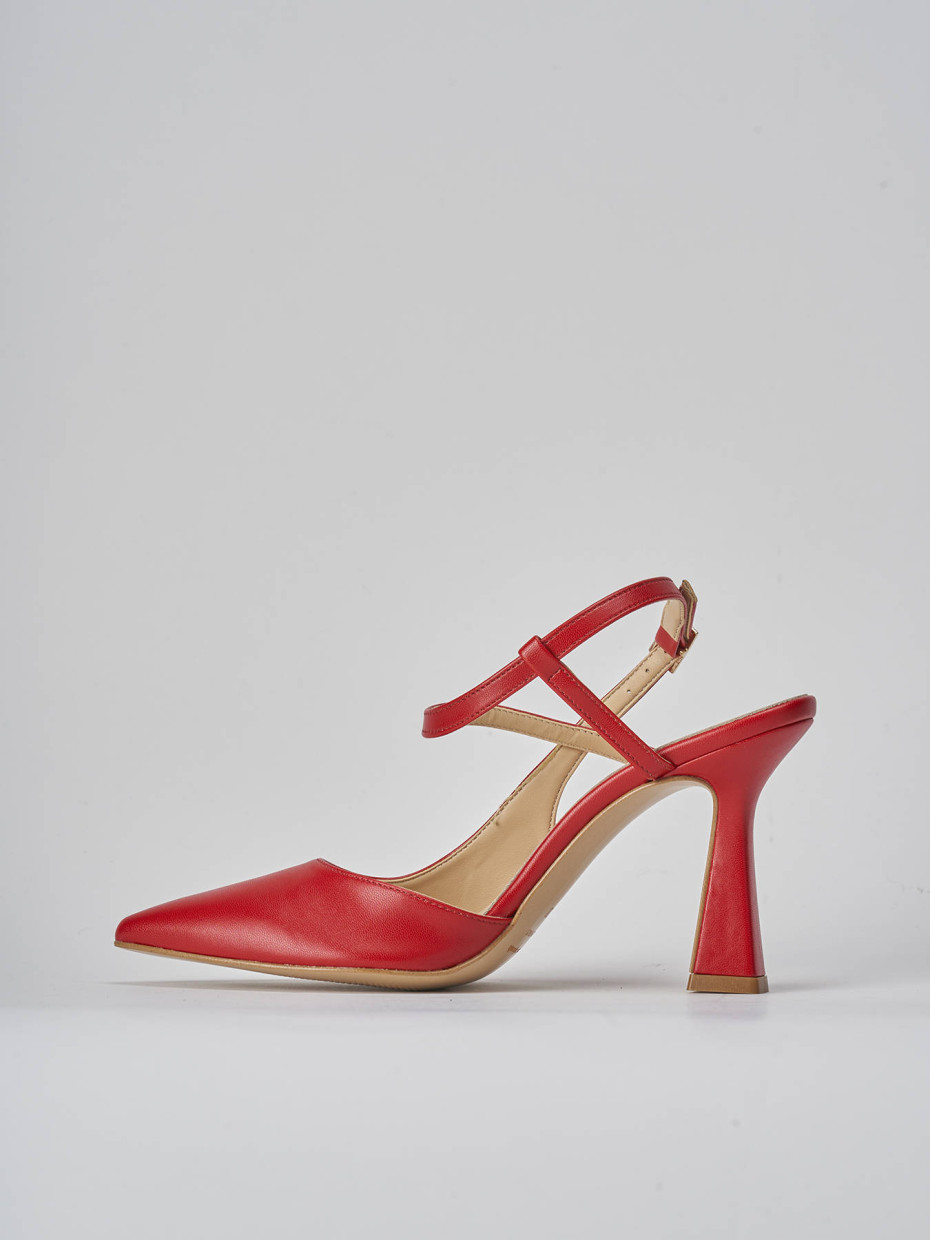 Décolleté e slingback tacco 9cm pelle rosso