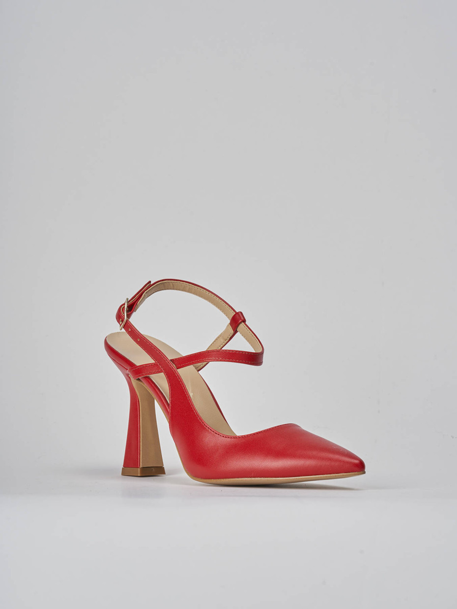 Décolleté e slingback tacco 9cm pelle rosso