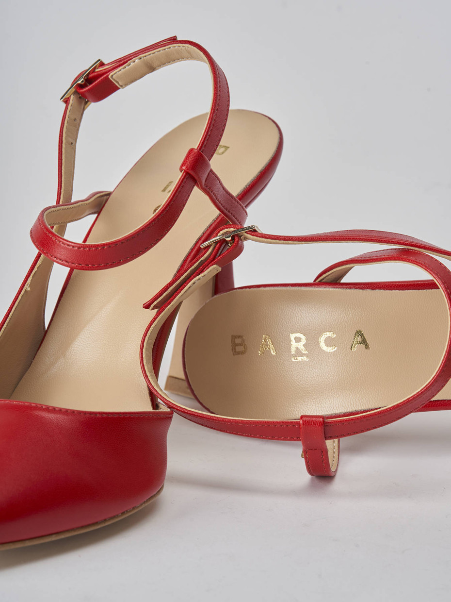 Décolleté e slingback tacco 9cm pelle rosso