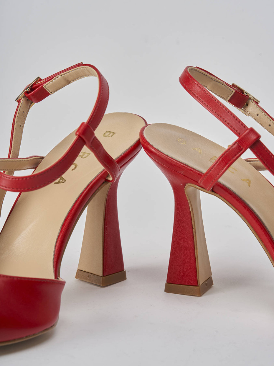 Décolleté e slingback tacco 9cm pelle rosso