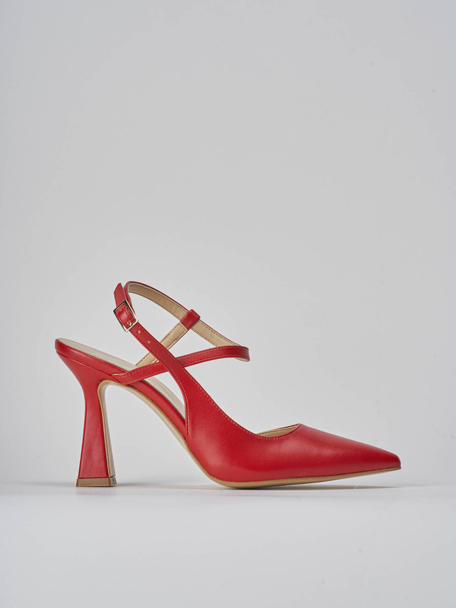 Décolleté e slingback tacco 9cm pelle rosso