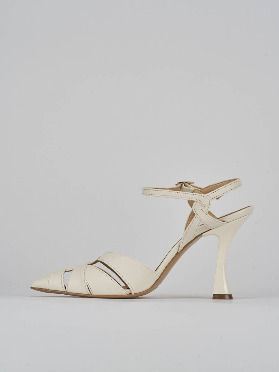 Décolleté e slingback tacco 9cm pelle bianco