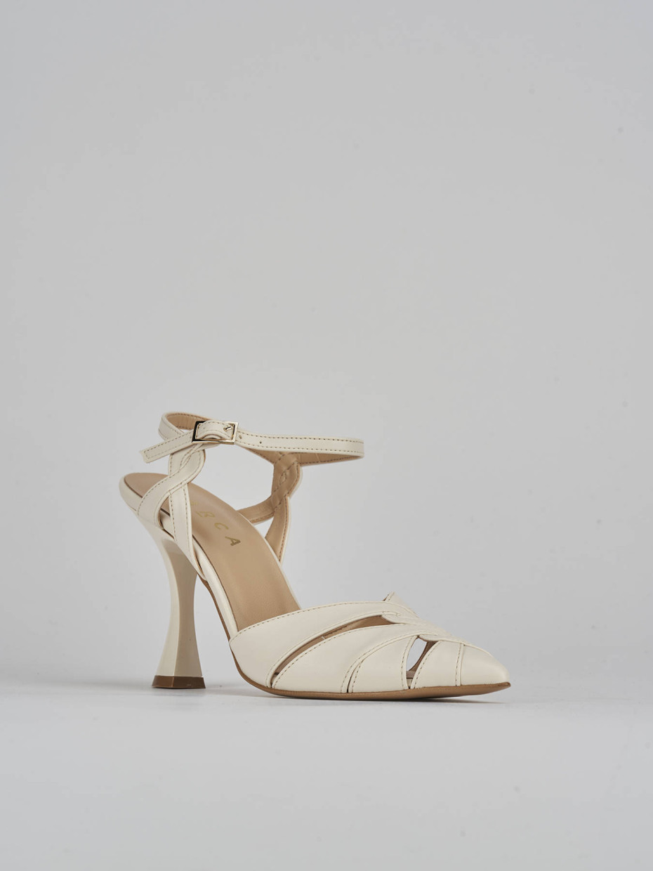 Décolleté e slingback tacco 9cm pelle bianco