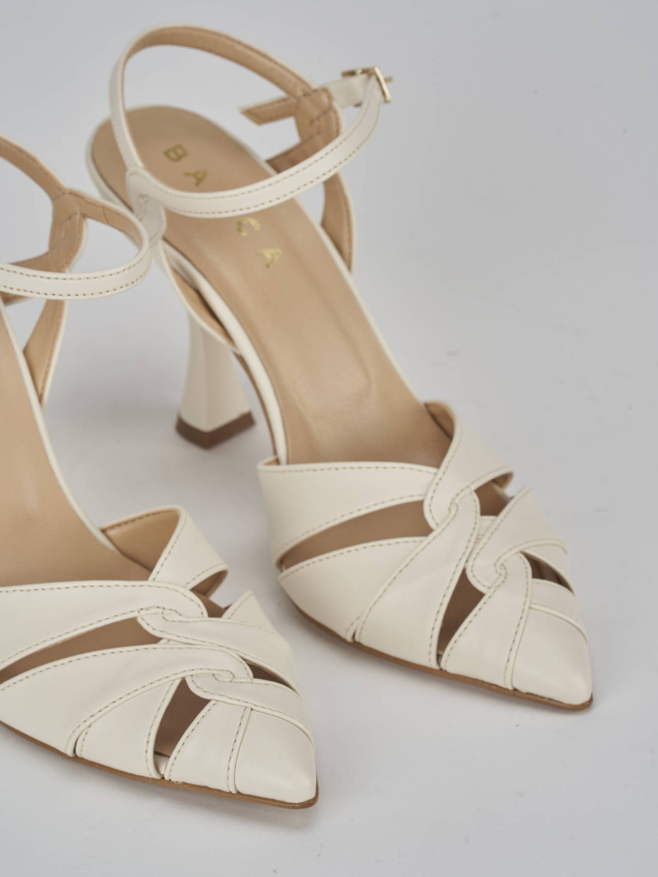 Décolleté e slingback tacco 9cm pelle bianco