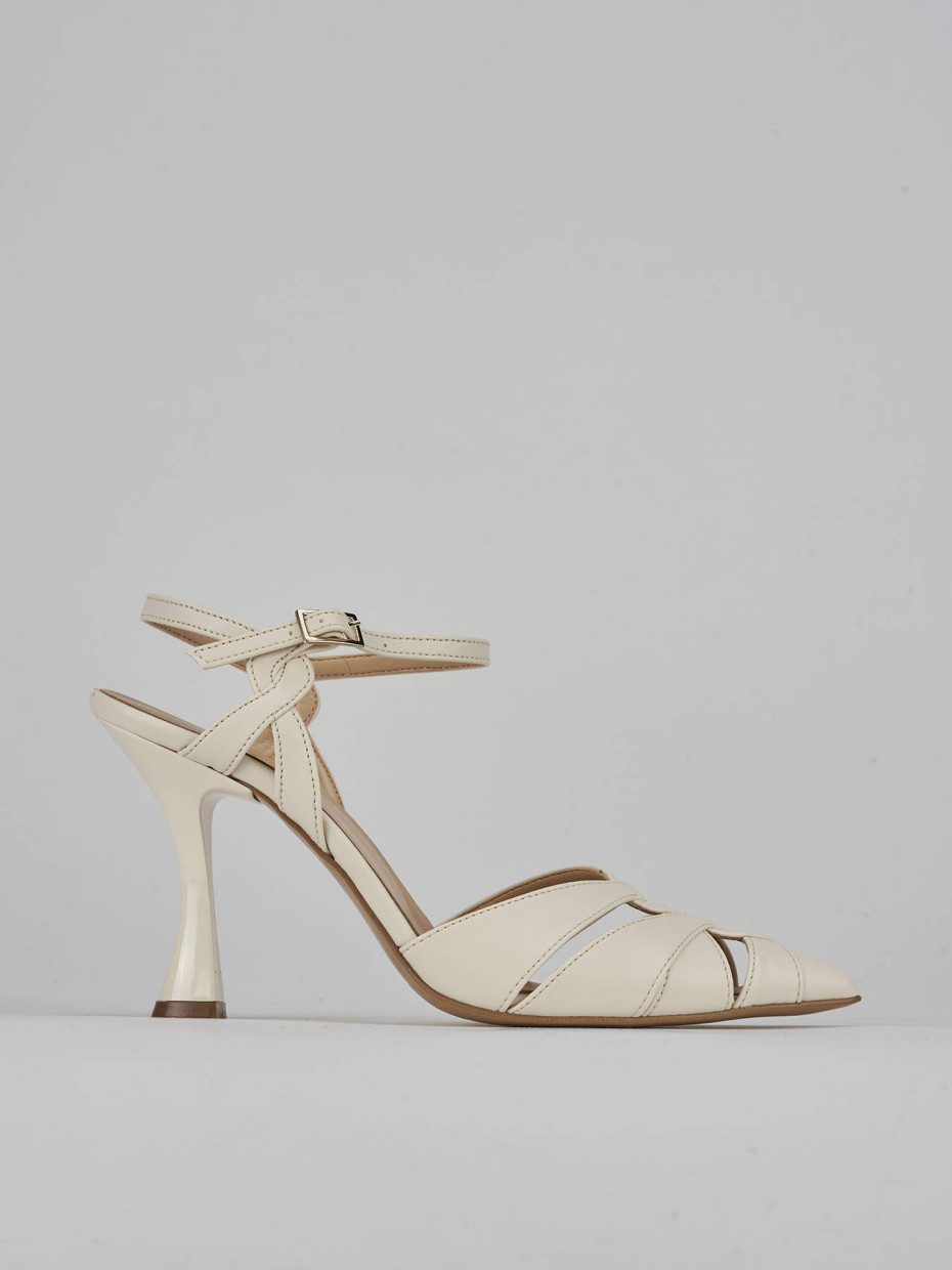 Décolleté e slingback tacco 9cm pelle bianco