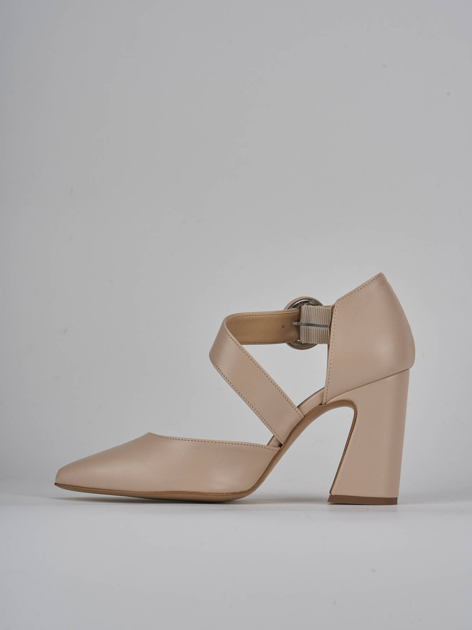 Décolleté e slingback tacco 9cm pelle beige