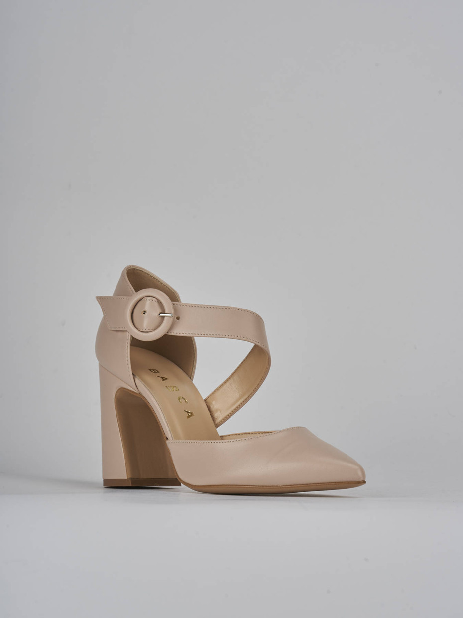 Décolleté e slingback tacco 9cm pelle beige