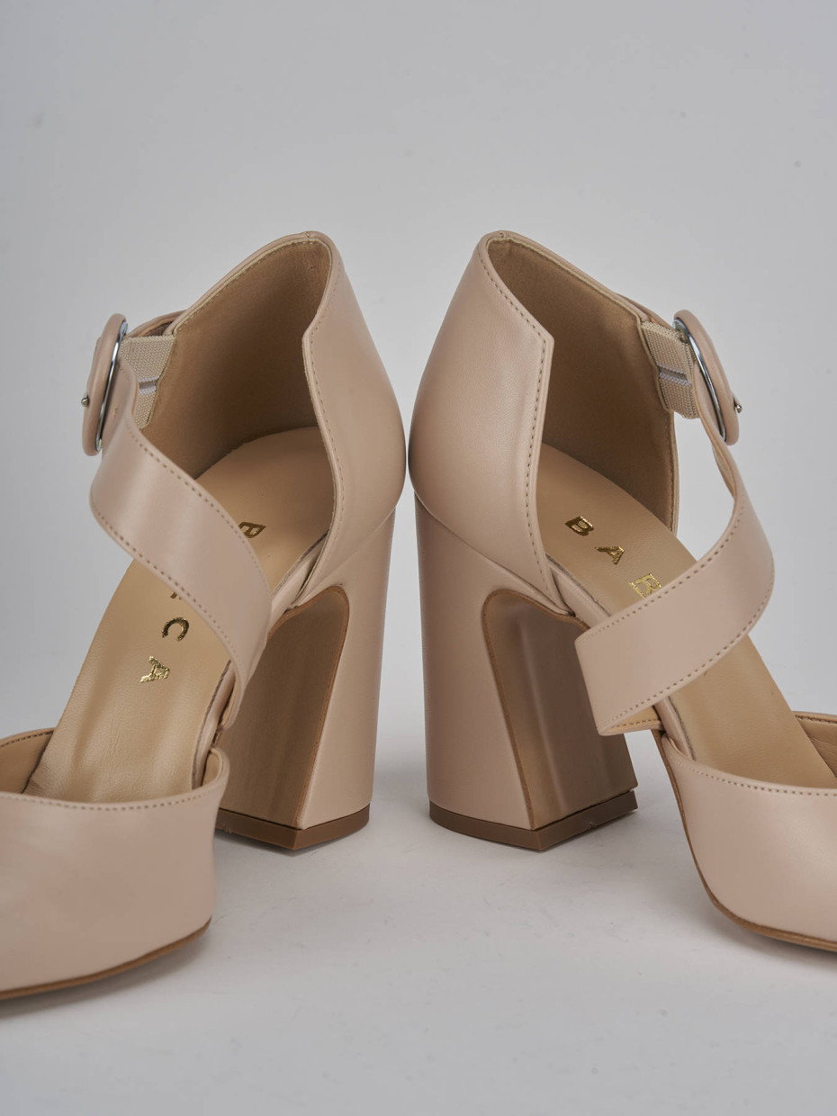 Décolleté e slingback tacco 9cm pelle beige