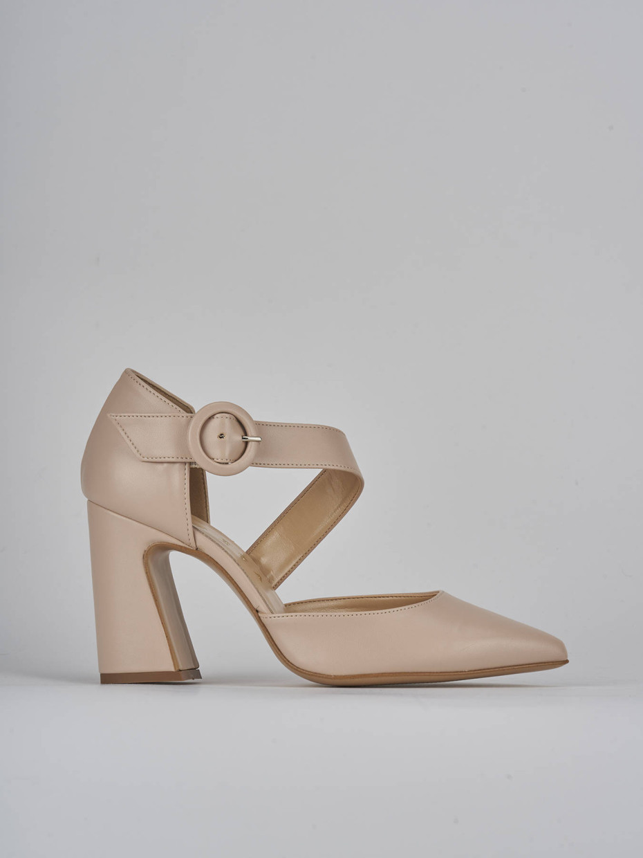 Décolleté e slingback tacco 9cm pelle beige