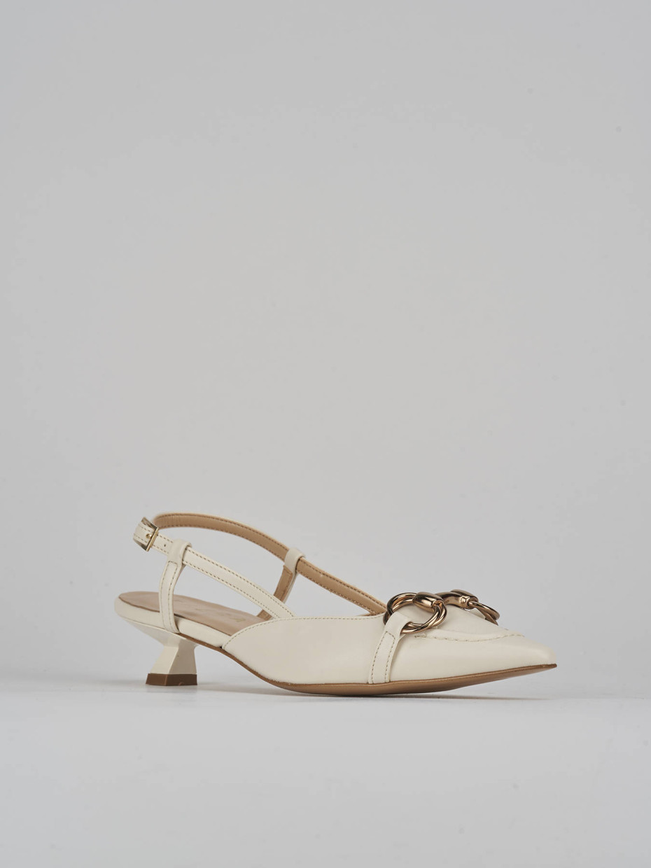 Décolleté e slingback tacco 3cm pelle bianco