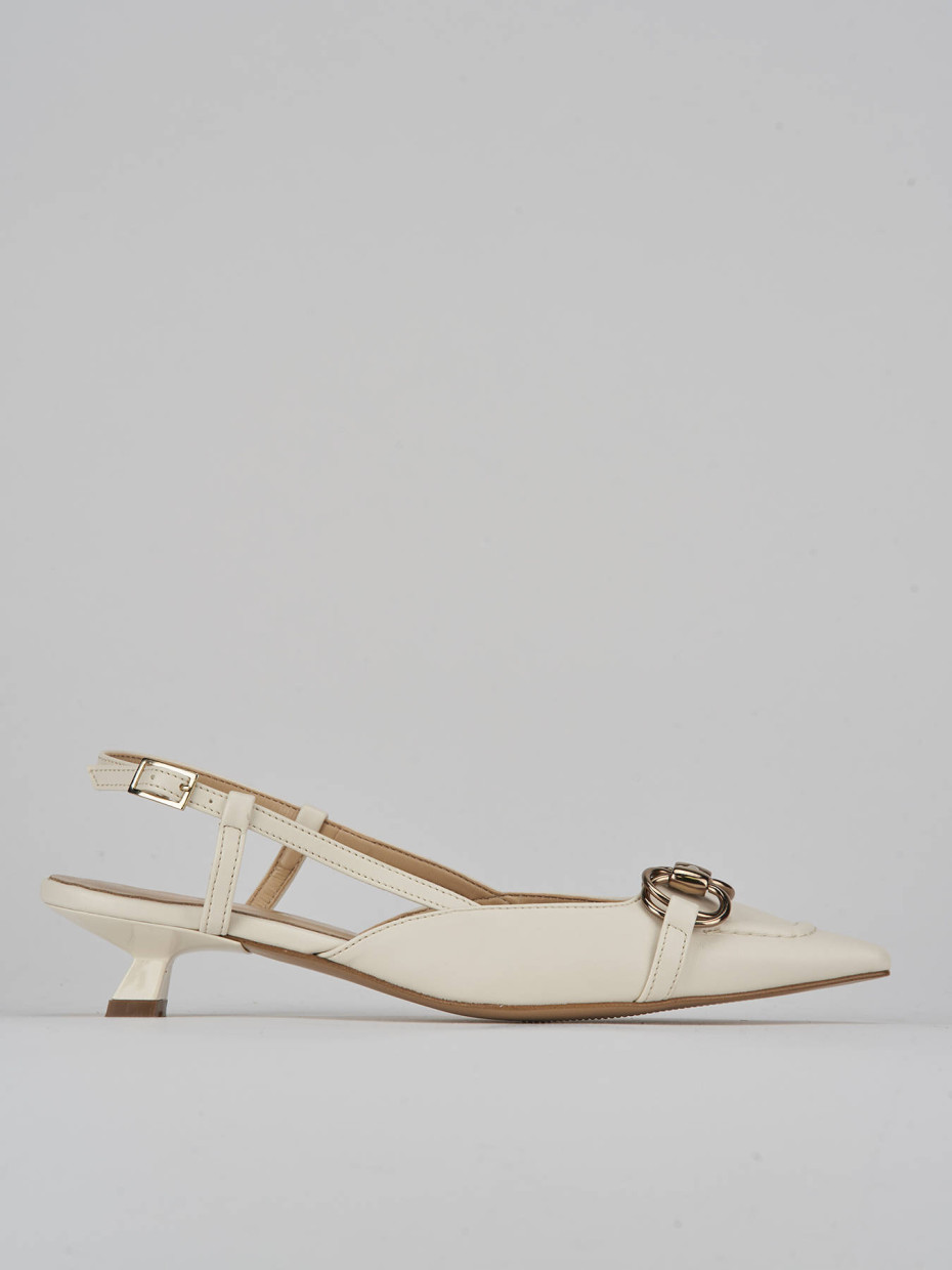 Décolleté e slingback tacco 3cm pelle bianco