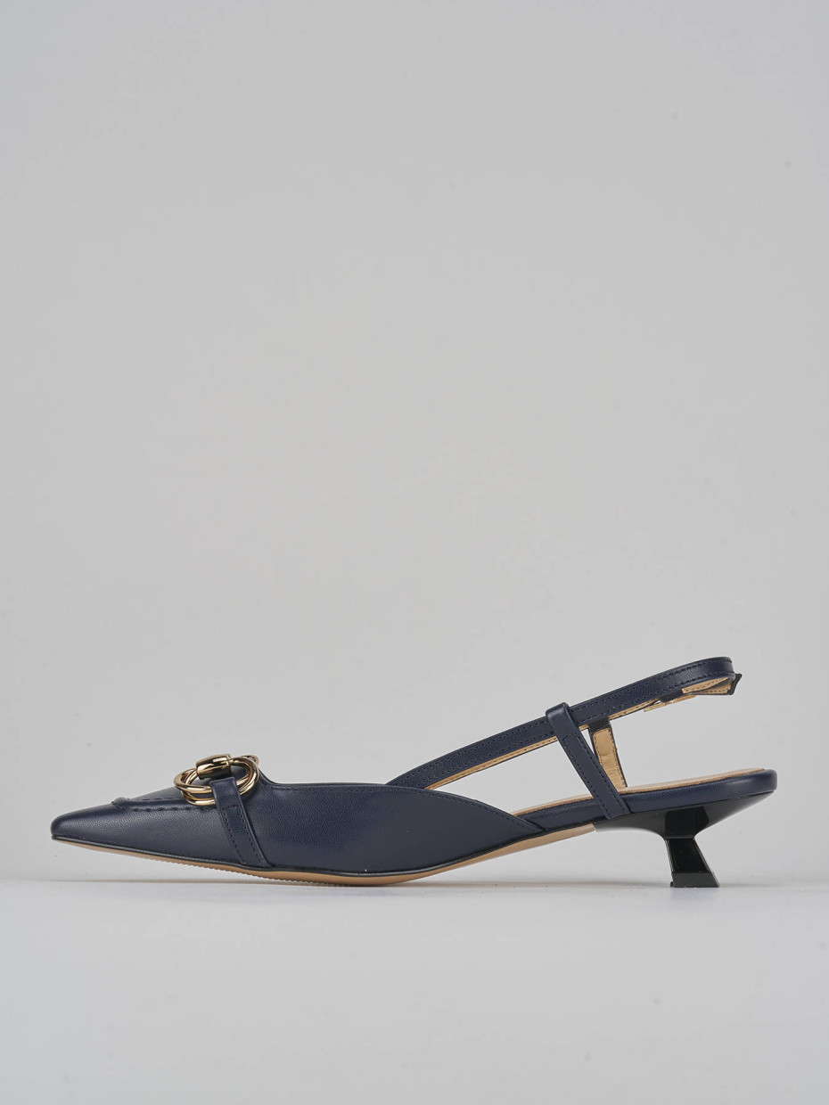 Décolleté e slingback tacco 3cm pelle blu