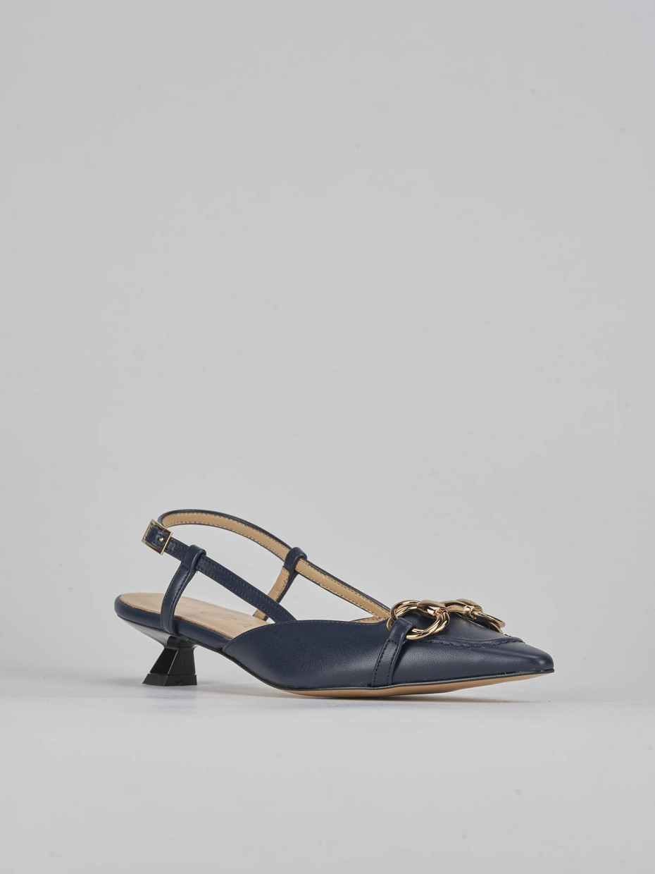 Décolleté e slingback tacco 3cm pelle blu