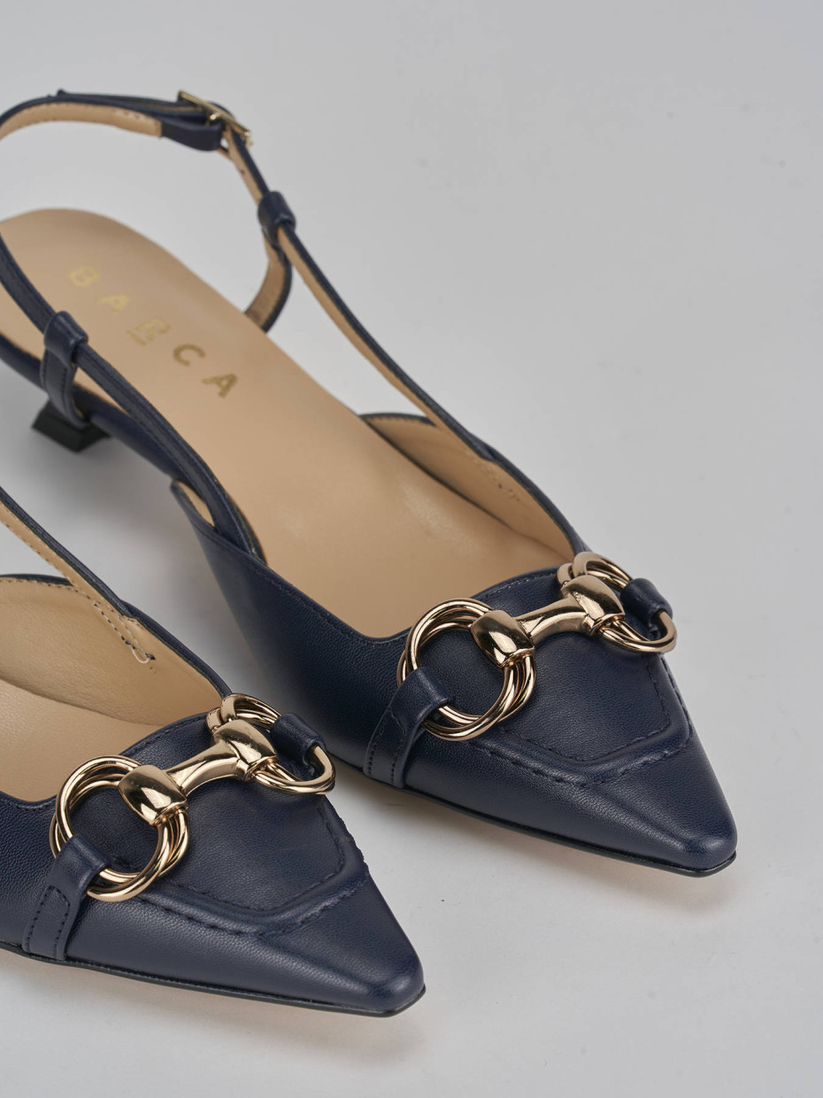 Décolleté e slingback tacco 3cm pelle blu